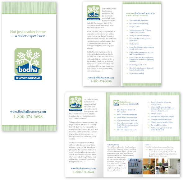 Bodha Recovery Residences Tri-fold Brochure